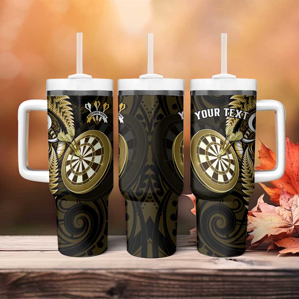 Personalised New Zealand Darts Tumbler With Handle Happiness Is A Tight Threesome Maori Gold LT14 - Polynesian Pride