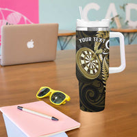 Personalised New Zealand Darts Tumbler With Handle Happiness Is A Tight Threesome Maori Gold LT14 - Polynesian Pride