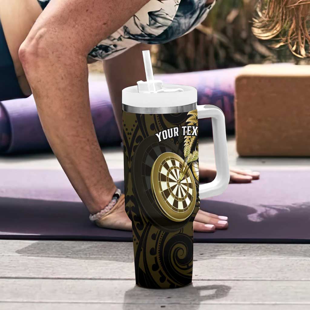 Personalised New Zealand Darts Tumbler With Handle Happiness Is A Tight Threesome Maori Gold LT14 - Polynesian Pride