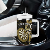 Personalised New Zealand Darts Tumbler With Handle Happiness Is A Tight Threesome Maori Gold LT14 - Polynesian Pride