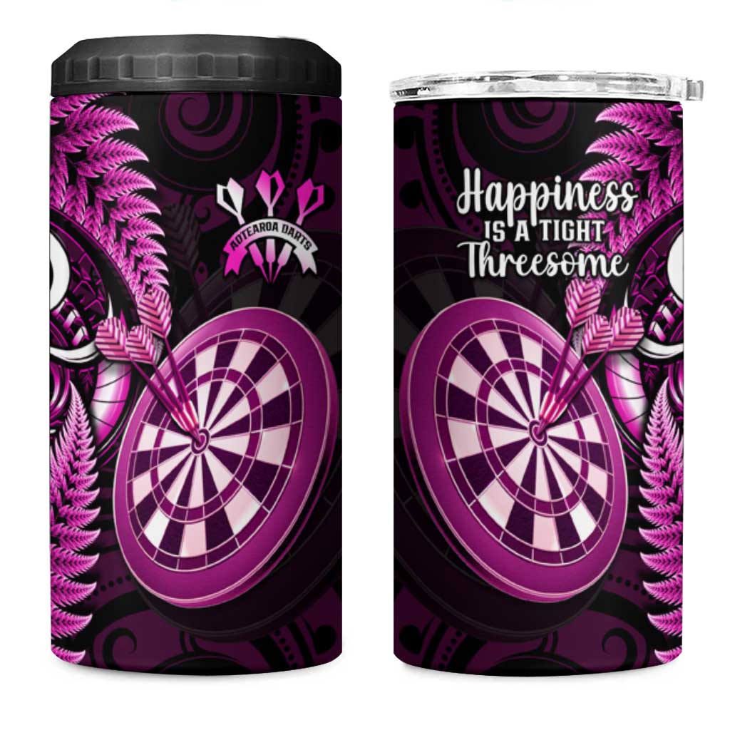 New Zealand Darts 4 in 1 Can Cooler Tumbler Happiness Is A Tight Threesome Maori Pink LT14 One Size: 16 oz Pink - Polynesian Pride