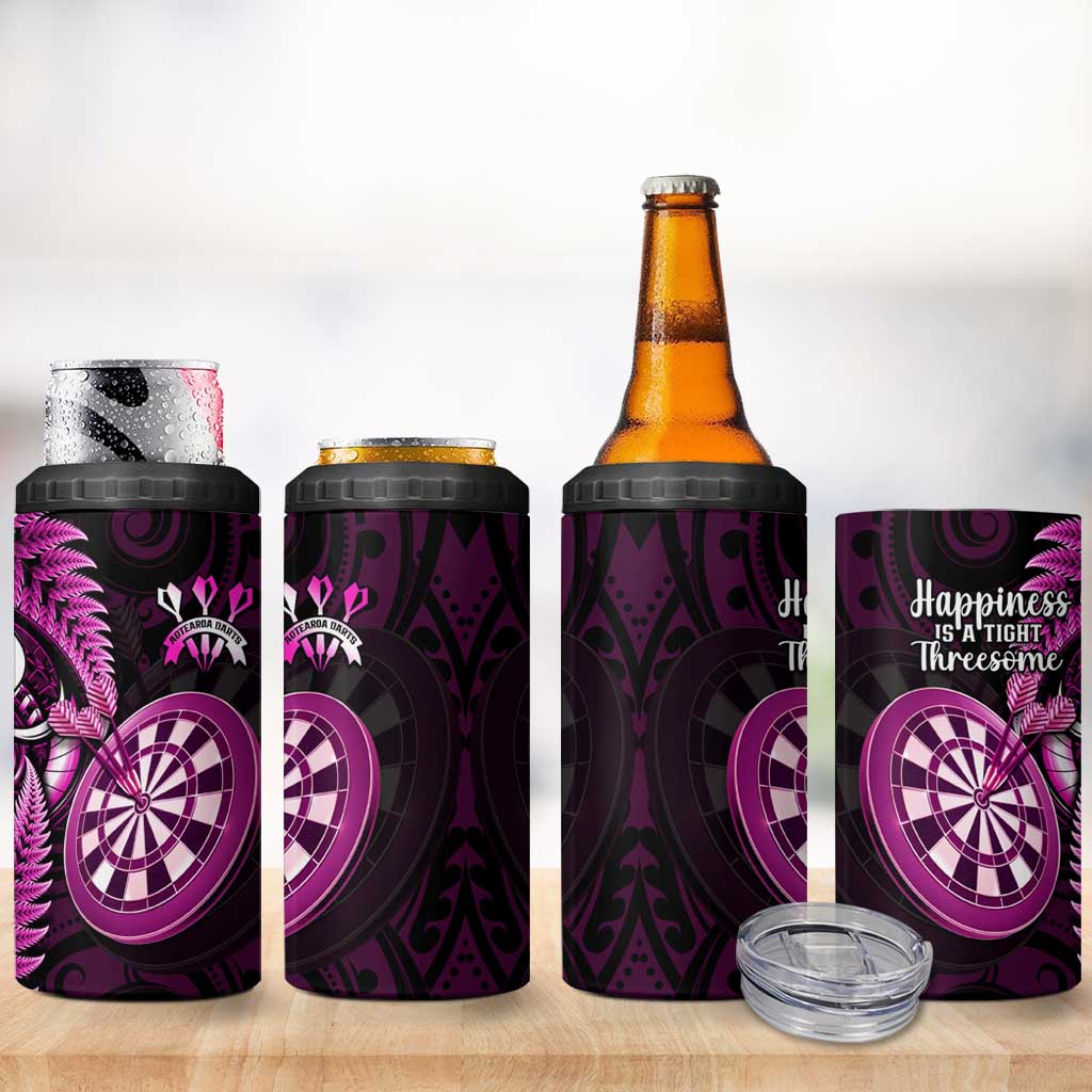 New Zealand Darts 4 in 1 Can Cooler Tumbler Happiness Is A Tight Threesome Maori Pink LT14 - Polynesian Pride