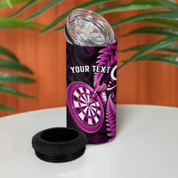 Personalised New Zealand Darts 4 in 1 Can Cooler Tumbler Happiness Is A Tight Threesome Maori Pink LT14 - Polynesian Pride