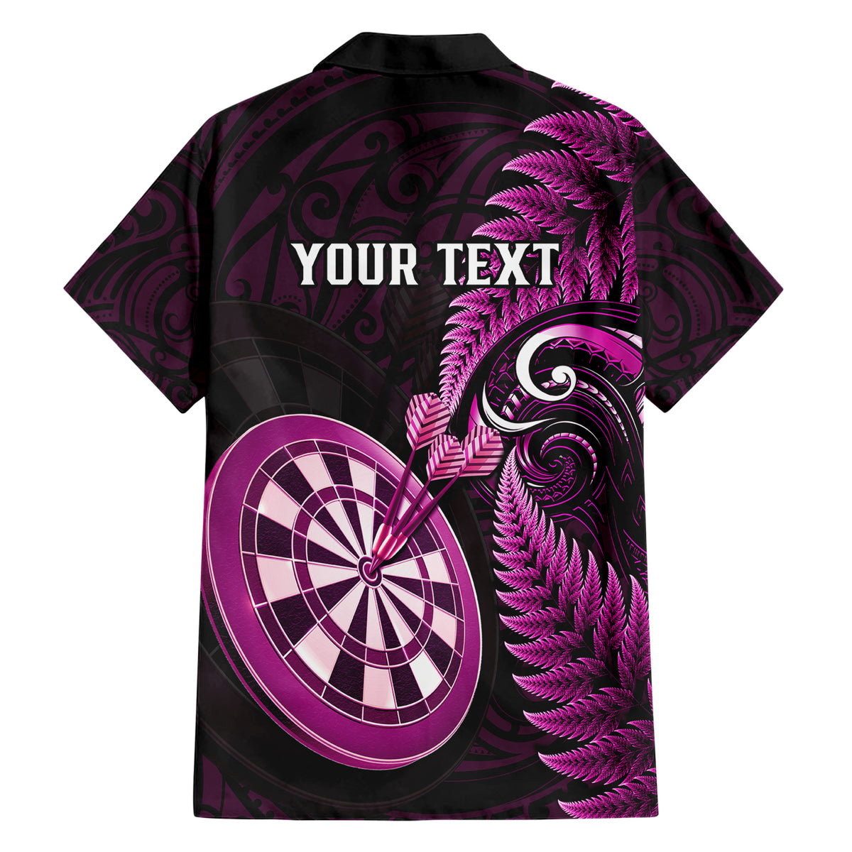 Personalised New Zealand Darts Family Matching Short Sleeve Bodycon Dress and Hawaiian Shirt Happiness Is A Tight Threesome Maori Pink LT14 - Polynesian Pride