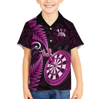 Personalised New Zealand Darts Family Matching Tank Maxi Dress and Hawaiian Shirt Happiness Is A Tight Threesome Maori Pink LT14 Son's Shirt Pink - Polynesian Pride