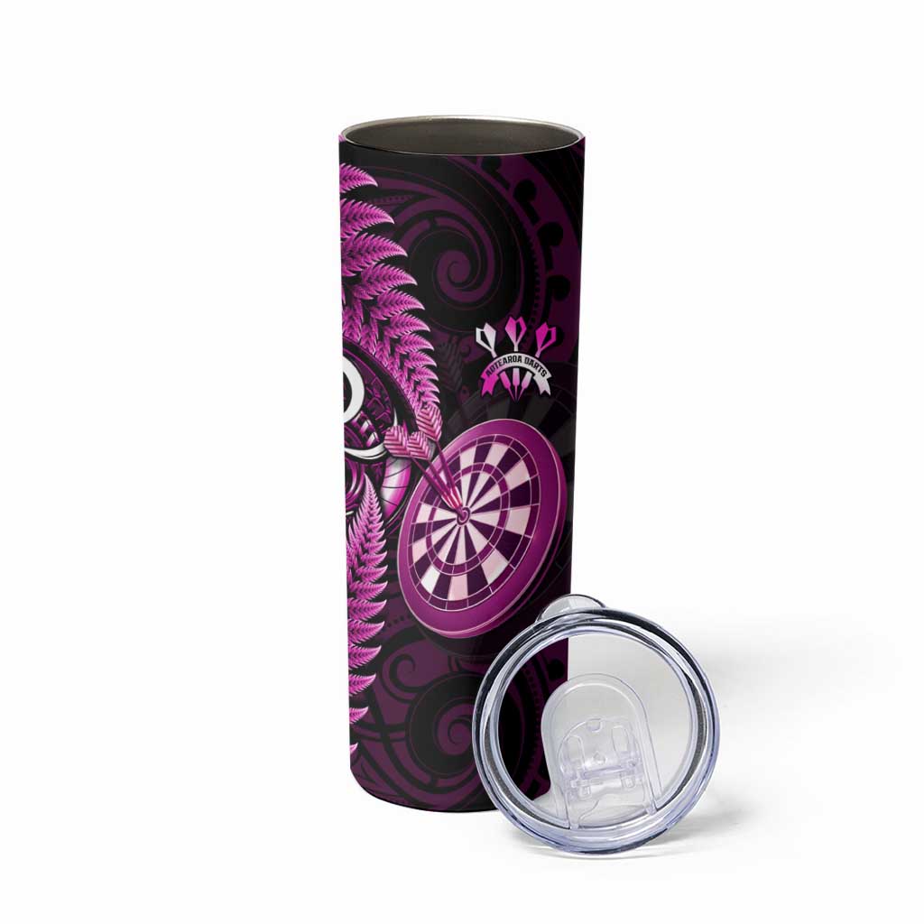 Personalised New Zealand Darts Skinny Tumbler Happiness Is A Tight Threesome Maori Pink LT14 - Polynesian Pride