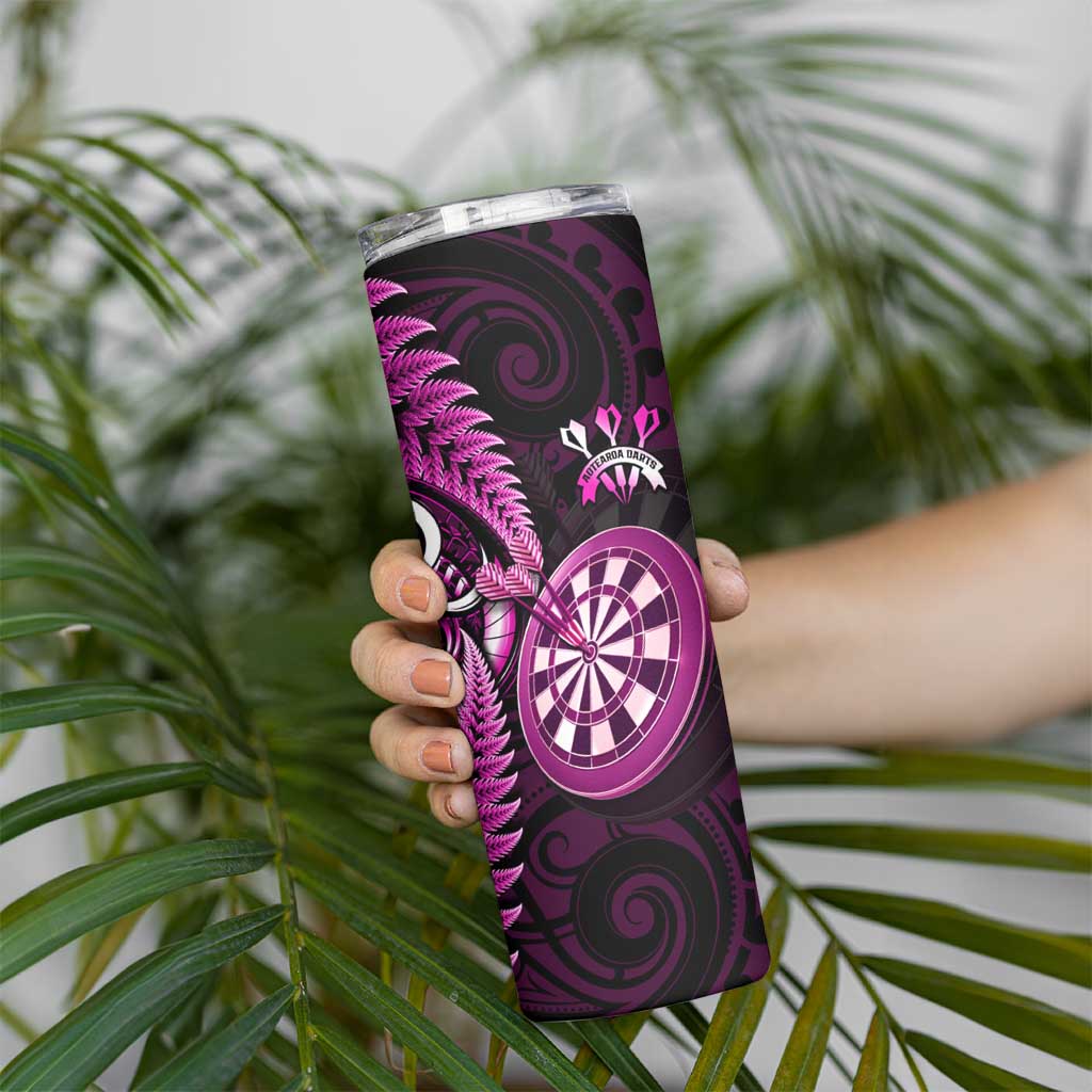 Personalised New Zealand Darts Skinny Tumbler Happiness Is A Tight Threesome Maori Pink LT14 - Polynesian Pride