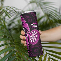 Personalised New Zealand Darts Skinny Tumbler Happiness Is A Tight Threesome Maori Pink LT14 - Polynesian Pride