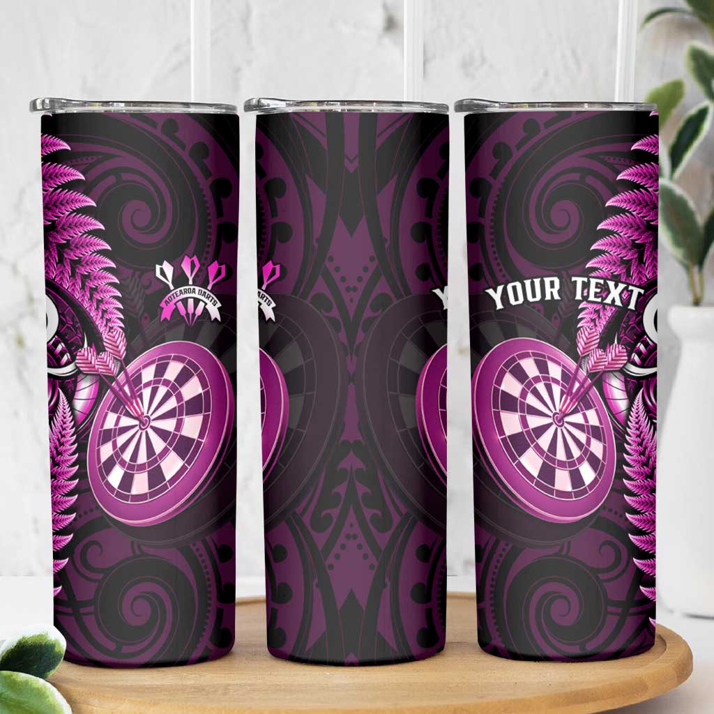 Personalised New Zealand Darts Skinny Tumbler Happiness Is A Tight Threesome Maori Pink LT14 - Polynesian Pride