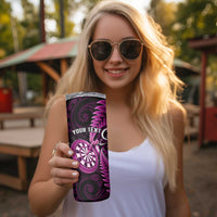 Personalised New Zealand Darts Skinny Tumbler Happiness Is A Tight Threesome Maori Pink LT14 - Polynesian Pride