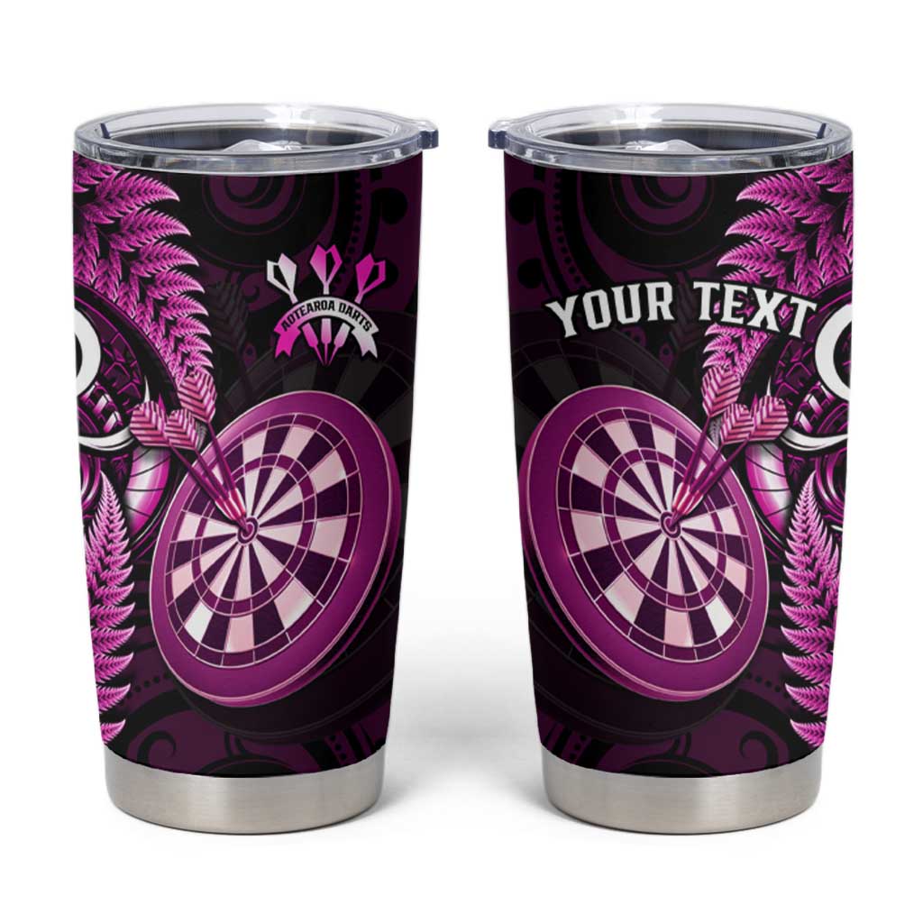 Personalised New Zealand Darts Tumbler Cup Happiness Is A Tight Threesome Maori Pink LT14 Pink - Polynesian Pride