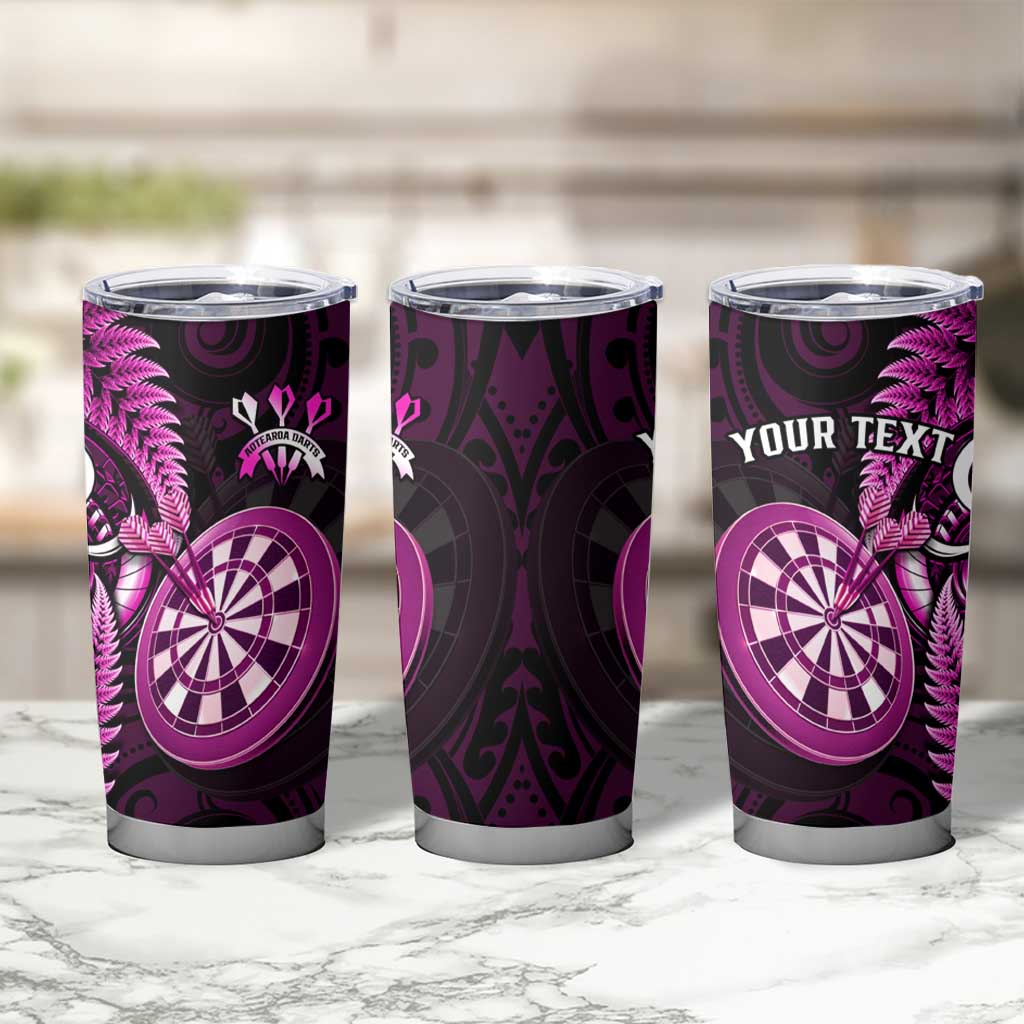 Personalised New Zealand Darts Tumbler Cup Happiness Is A Tight Threesome Maori Pink LT14 - Polynesian Pride