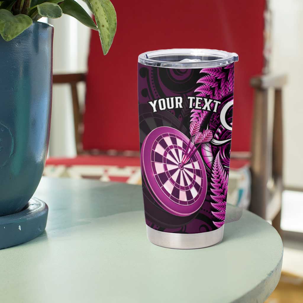 Personalised New Zealand Darts Tumbler Cup Happiness Is A Tight Threesome Maori Pink LT14 - Polynesian Pride