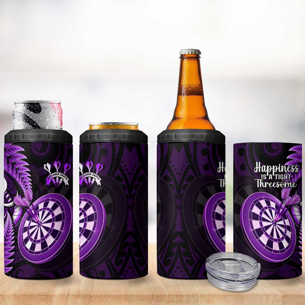 New Zealand Darts 4 in 1 Can Cooler Tumbler Happiness Is A Tight Threesome Maori Purple LT14 - Polynesian Pride