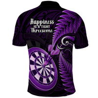 New Zealand Darts Polo Shirt Happiness Is A Tight Threesome Maori Purple LT14 - Polynesian Pride