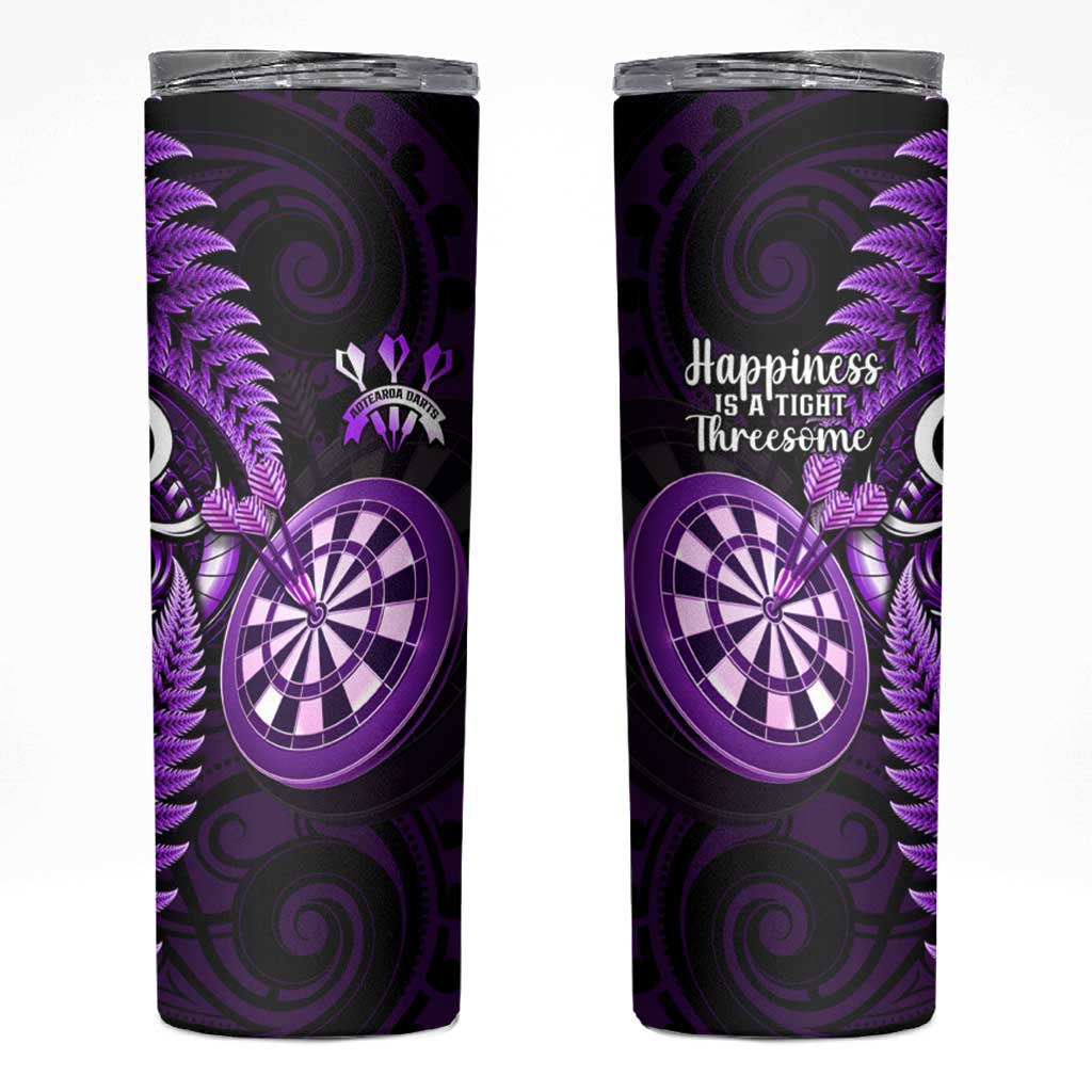 New Zealand Darts Skinny Tumbler Happiness Is A Tight Threesome Maori Purple LT14 Purple - Polynesian Pride