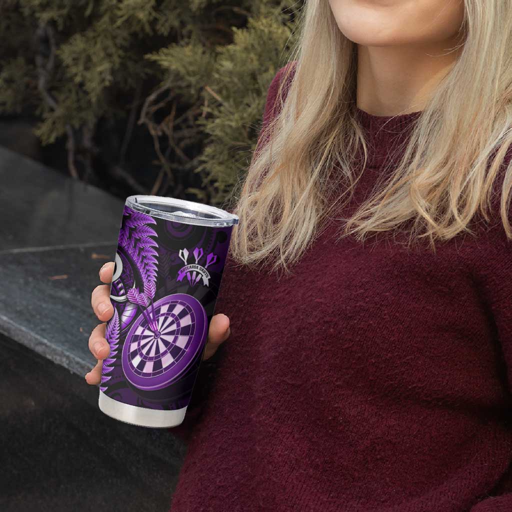 New Zealand Darts Tumbler Cup Happiness Is A Tight Threesome Maori Purple LT14 - Polynesian Pride