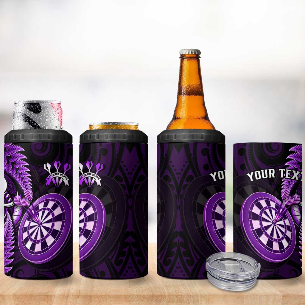 Personalised New Zealand Darts 4 in 1 Can Cooler Tumbler Happiness Is A Tight Threesome Maori Purple LT14 - Polynesian Pride