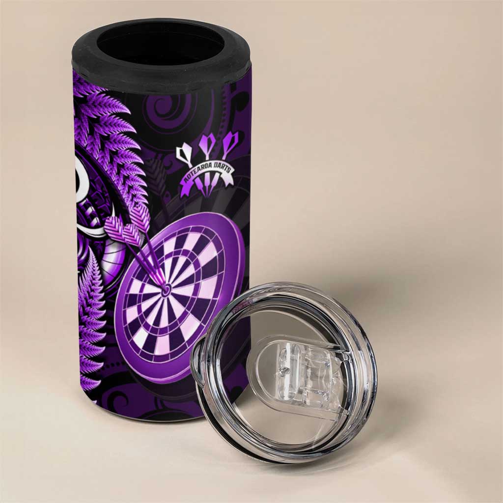 Personalised New Zealand Darts 4 in 1 Can Cooler Tumbler Happiness Is A Tight Threesome Maori Purple LT14 - Polynesian Pride
