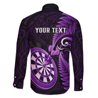 Personalised New Zealand Darts Family Matching Mermaid Dress and Hawaiian Shirt Happiness Is A Tight Threesome Maori Purple LT14 - Polynesian Pride