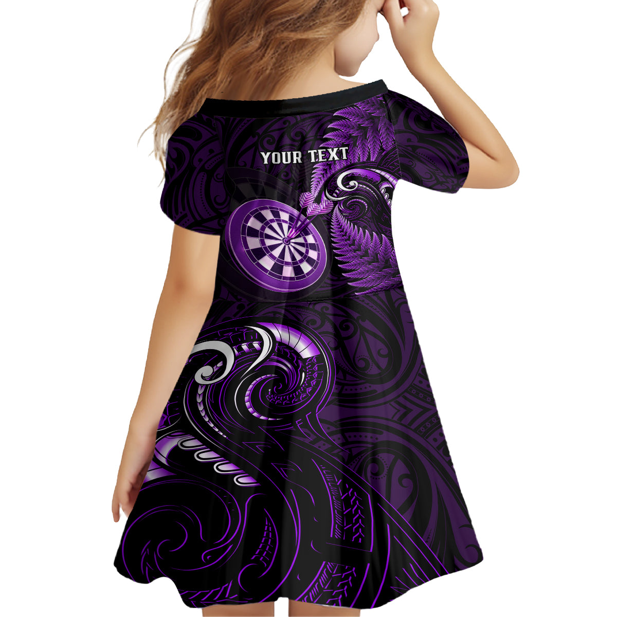 Personalised New Zealand Darts Family Matching Puletasi Dress and Hawaiian Shirt Happiness Is A Tight Threesome Maori Purple LT14 - Polynesian Pride
