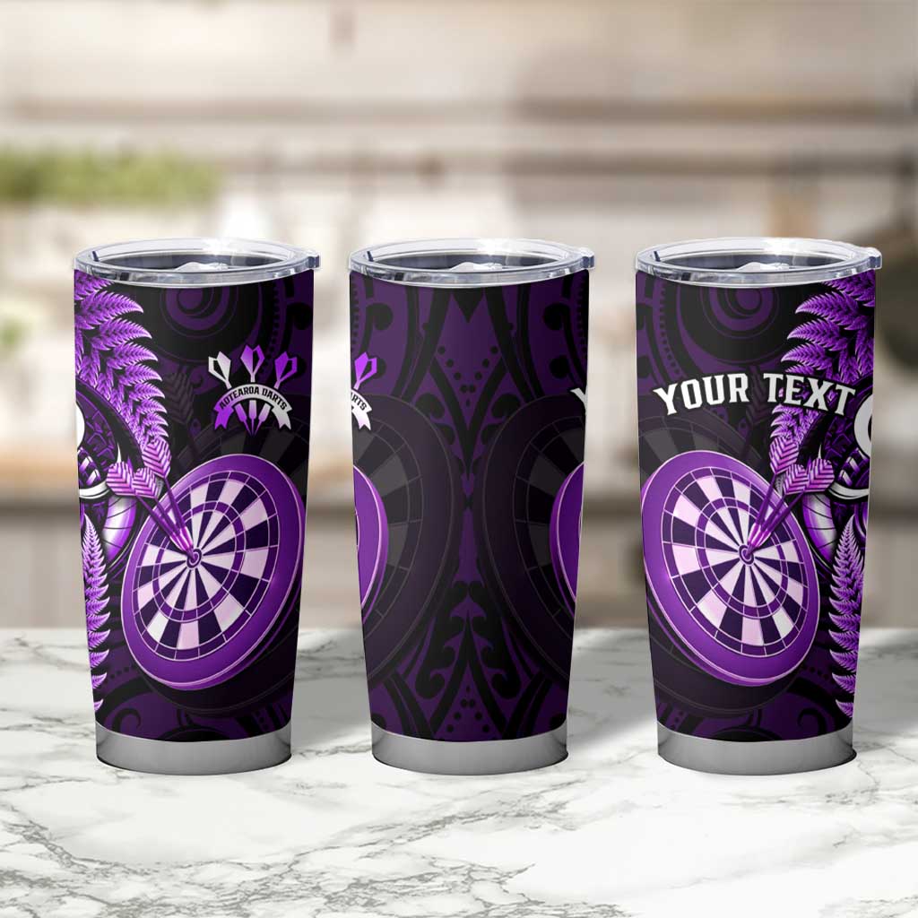Personalised New Zealand Darts Tumbler Cup Happiness Is A Tight Threesome Maori Purple LT14 - Polynesian Pride