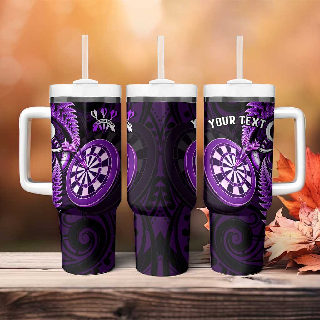 Personalised New Zealand Darts Tumbler With Handle Happiness Is A Tight Threesome Maori Purple LT14 - Polynesian Pride