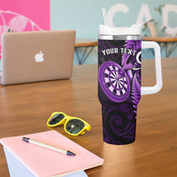 Personalised New Zealand Darts Tumbler With Handle Happiness Is A Tight Threesome Maori Purple LT14 - Polynesian Pride