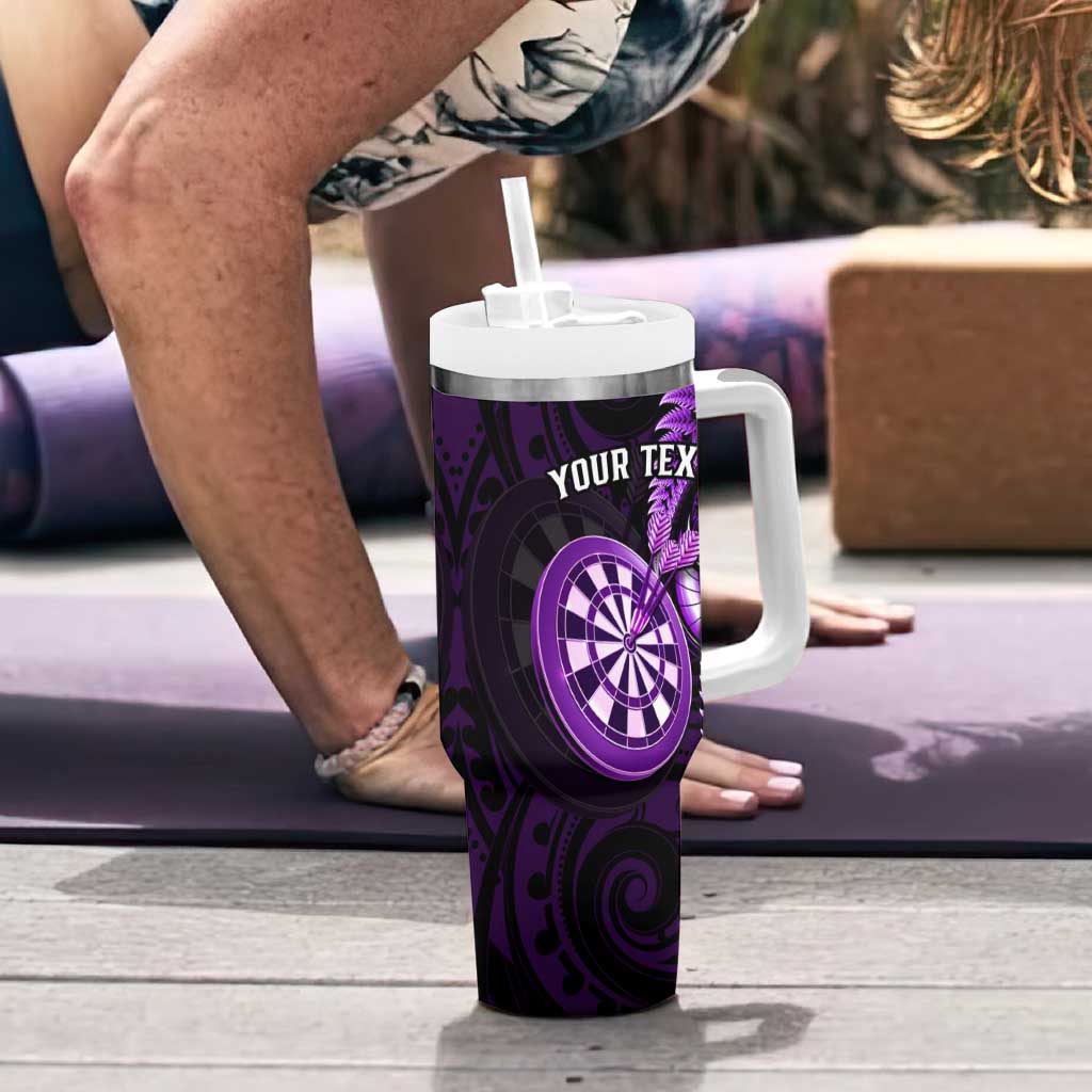 Personalised New Zealand Darts Tumbler With Handle Happiness Is A Tight Threesome Maori Purple LT14 - Polynesian Pride