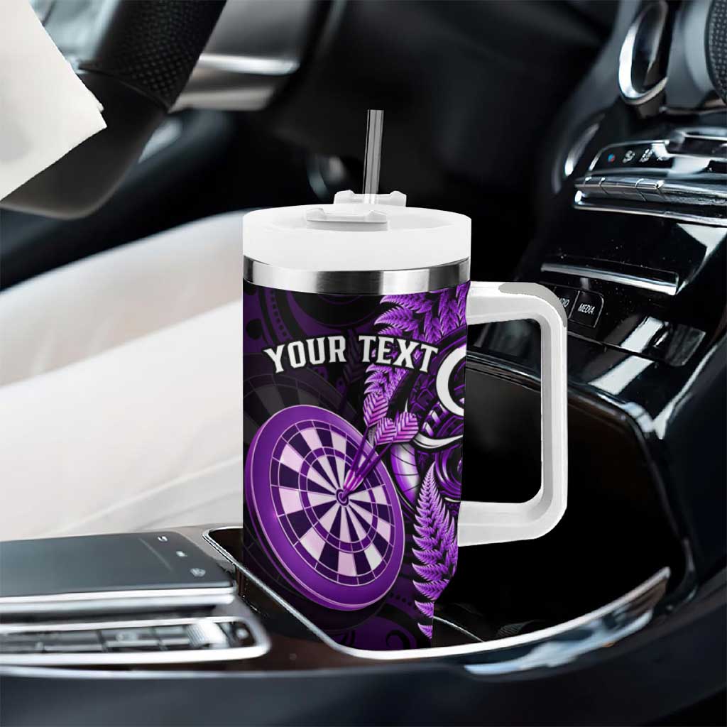 Personalised New Zealand Darts Tumbler With Handle Happiness Is A Tight Threesome Maori Purple LT14 - Polynesian Pride