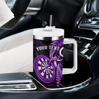 Personalised New Zealand Darts Tumbler With Handle Happiness Is A Tight Threesome Maori Purple LT14 - Polynesian Pride