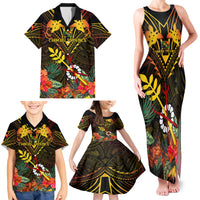 Papua New Guinea Chimbu Province Family Matching Tank Maxi Dress and Hawaiian Shirt Papua Niugini Coat Of Arms With Flag Style LT14 - Polynesian Pride