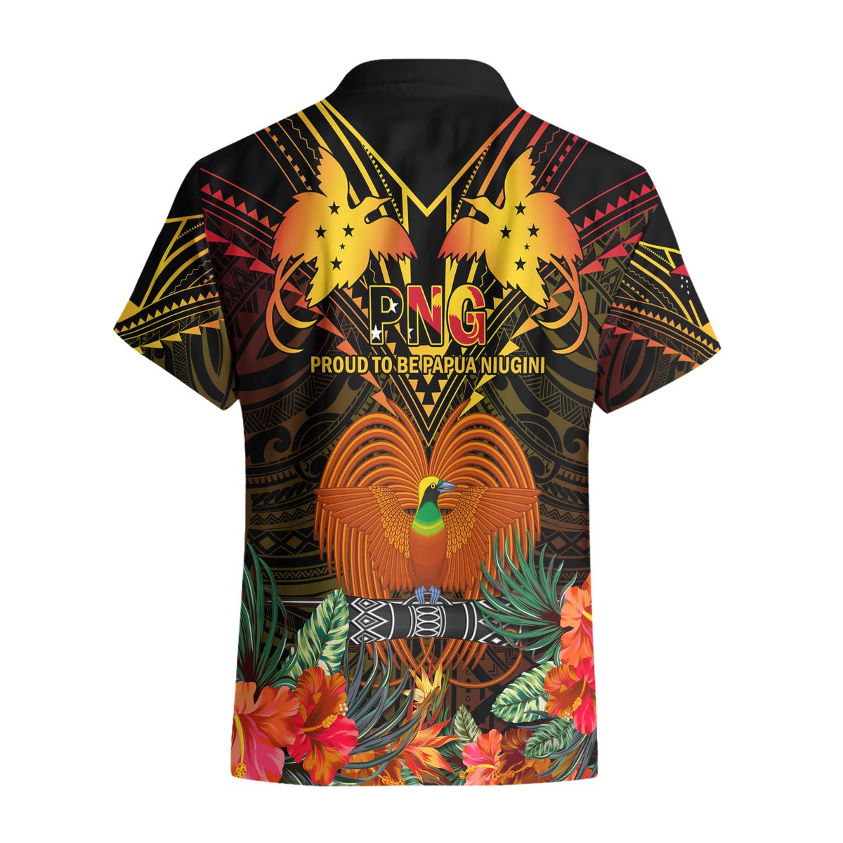 Papua New Guinea Chimbu Province Hawaiian Shirt Papua Niugini Coat Of Arms With Flag Style LT14 - Polynesian Pride