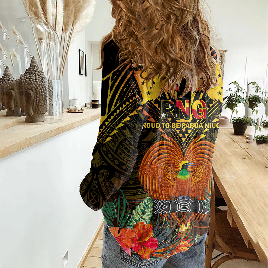 Papua New Guinea East New Britain Province Women Casual Shirt Papua Niugini Coat Of Arms With Flag Style LT14 - Polynesian Pride