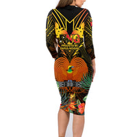 Papua New Guinea Manus Province Family Matching Long Sleeve Bodycon Dress and Hawaiian Shirt Papua Niugini Coat Of Arms With Flag Style LT14 - Polynesian Pride