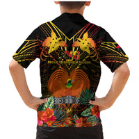 Papua New Guinea Manus Province Family Matching Mermaid Dress and Hawaiian Shirt Papua Niugini Coat Of Arms With Flag Style LT14 - Polynesian Pride