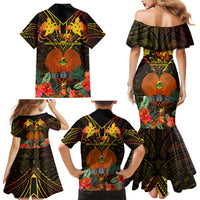 Papua New Guinea Manus Province Family Matching Mermaid Dress and Hawaiian Shirt Papua Niugini Coat Of Arms With Flag Style LT14 - Polynesian Pride