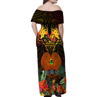 Papua New Guinea Manus Province Family Matching Off Shoulder Maxi Dress and Hawaiian Shirt Papua Niugini Coat Of Arms With Flag Style LT14 - Polynesian Pride