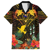 Papua New Guinea Manus Province Family Matching Short Sleeve Bodycon Dress and Hawaiian Shirt Papua Niugini Coat Of Arms With Flag Style LT14 Dad's Shirt - Short Sleeve Black - Polynesian Pride