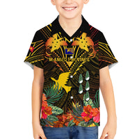 Papua New Guinea Manus Province Family Matching Summer Maxi Dress and Hawaiian Shirt Papua Niugini Coat Of Arms With Flag Style LT14 Son's Shirt Black - Polynesian Pride