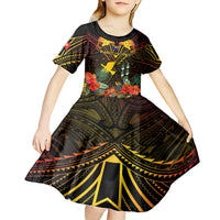 Papua New Guinea Manus Province Kid Short Sleeve Dress Papua Niugini Coat Of Arms With Flag Style LT14 - Polynesian Pride