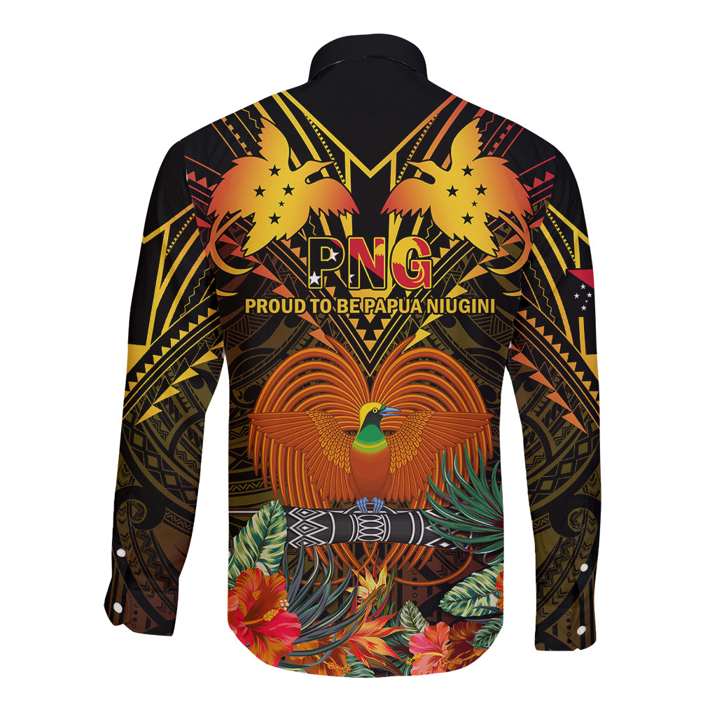 Papua New Guinea Manus Province Long Sleeve Button Shirt Papua Niugini Coat Of Arms With Flag Style LT14 - Polynesian Pride