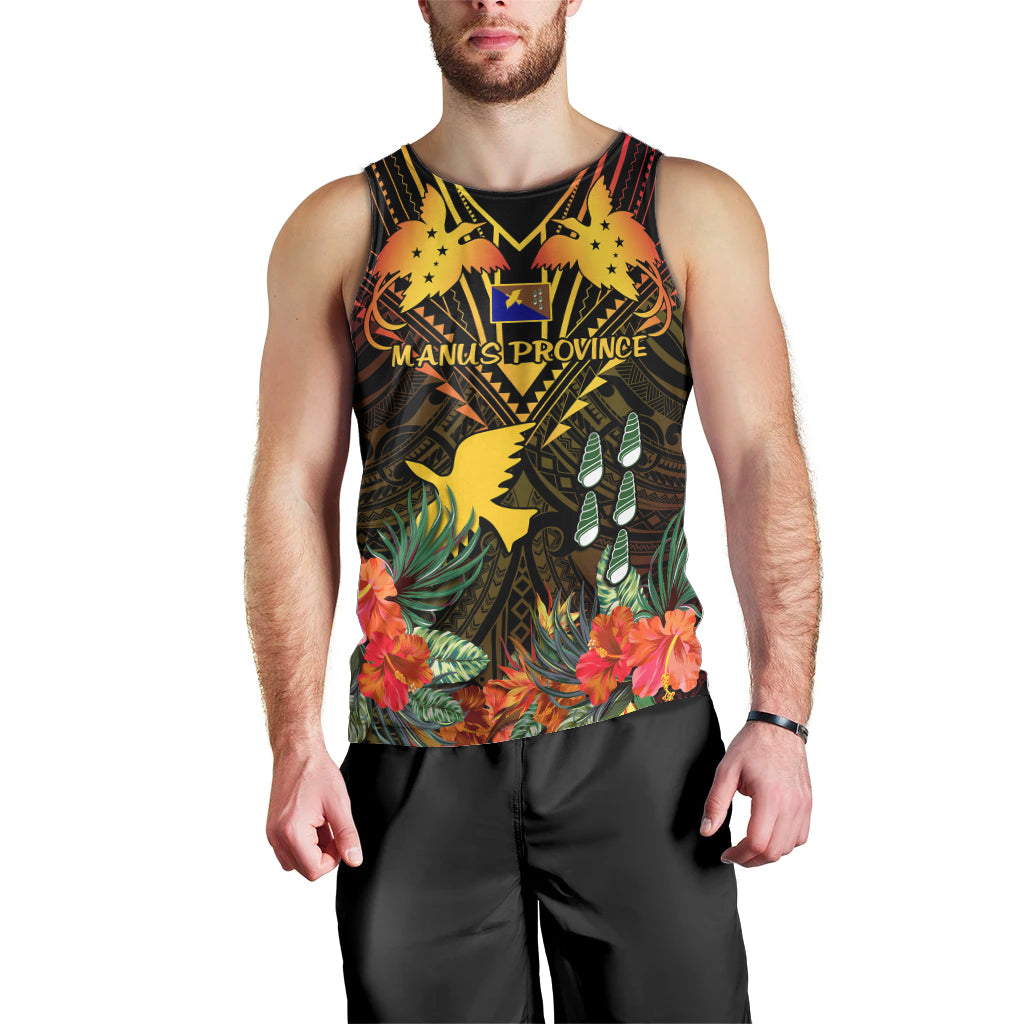 Papua New Guinea Manus Province Men Tank Top Papua Niugini Coat Of Arms With Flag Style LT14 - Polynesian Pride