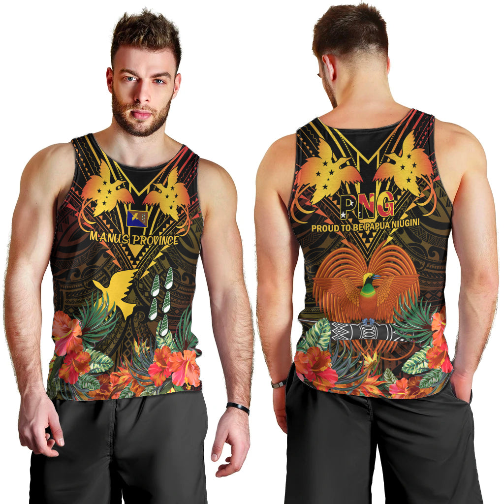 Papua New Guinea Manus Province Men Tank Top Papua Niugini Coat Of Arms With Flag Style LT14 - Polynesian Pride