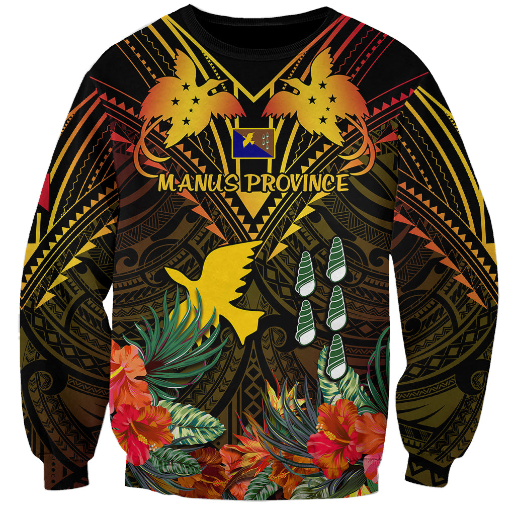 Papua New Guinea Manus Province Sweatshirt Papua Niugini Coat Of Arms With Flag Style LT14 Unisex Black - Polynesian Pride