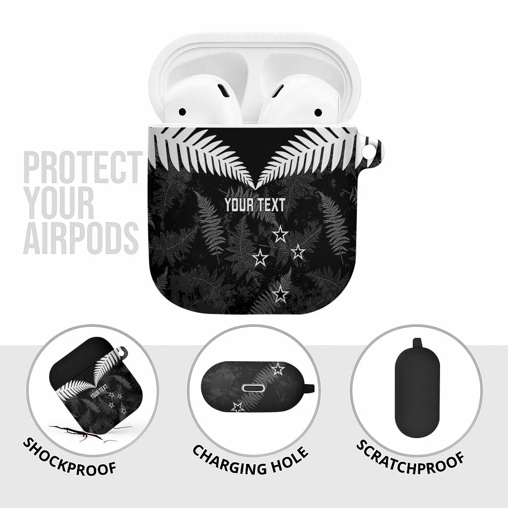 Custom New Zealand Silver Fern Football AirPods Case Go Aotearoa Grunge Black LT14 - Polynesian Pride