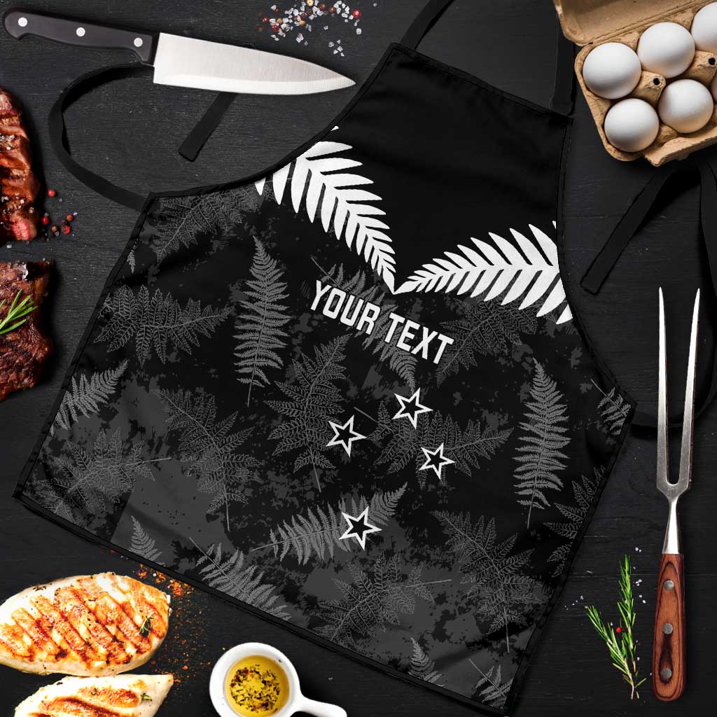 Custom New Zealand Silver Fern Football Apron Go Aotearoa Grunge Black LT14 Black - Polynesian Pride