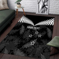Custom New Zealand Silver Fern Football Area Rug Go Aotearoa Grunge Black - Polynesian Pride