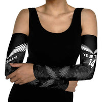 Custom New Zealand Silver Fern Football Arm Sleeves Go Aotearoa Grunge Black LT14 - Polynesian Pride