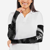 Custom New Zealand Silver Fern Football Arm Sleeves Go Aotearoa Grunge Black LT14 - Polynesian Pride